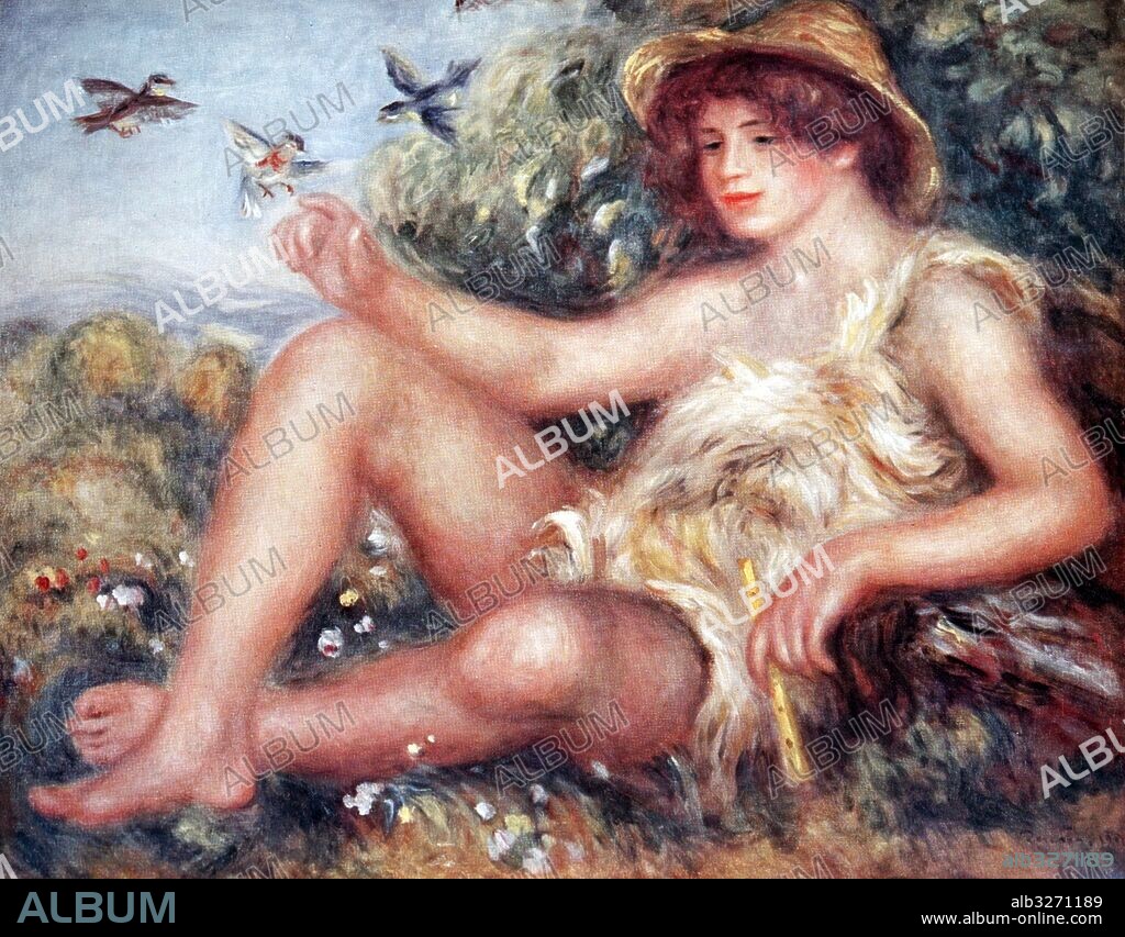 Painting titled 'Shepherd Boy' by Pierre-Auguste Renoir (1841-1919) a French artist. Dated 19th Century.