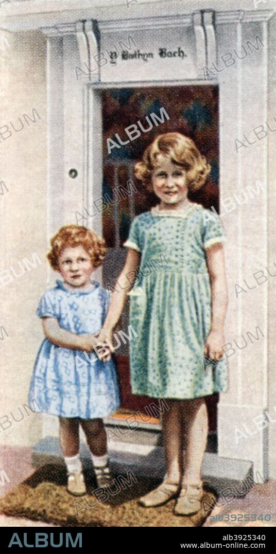 The Princesses Elizabeth and Margaret Rose at the door of the Little House, 1933, (c1935). The future Queen Elizabeth II (born 1926), and her sister Princess Margaret (1930-2002).