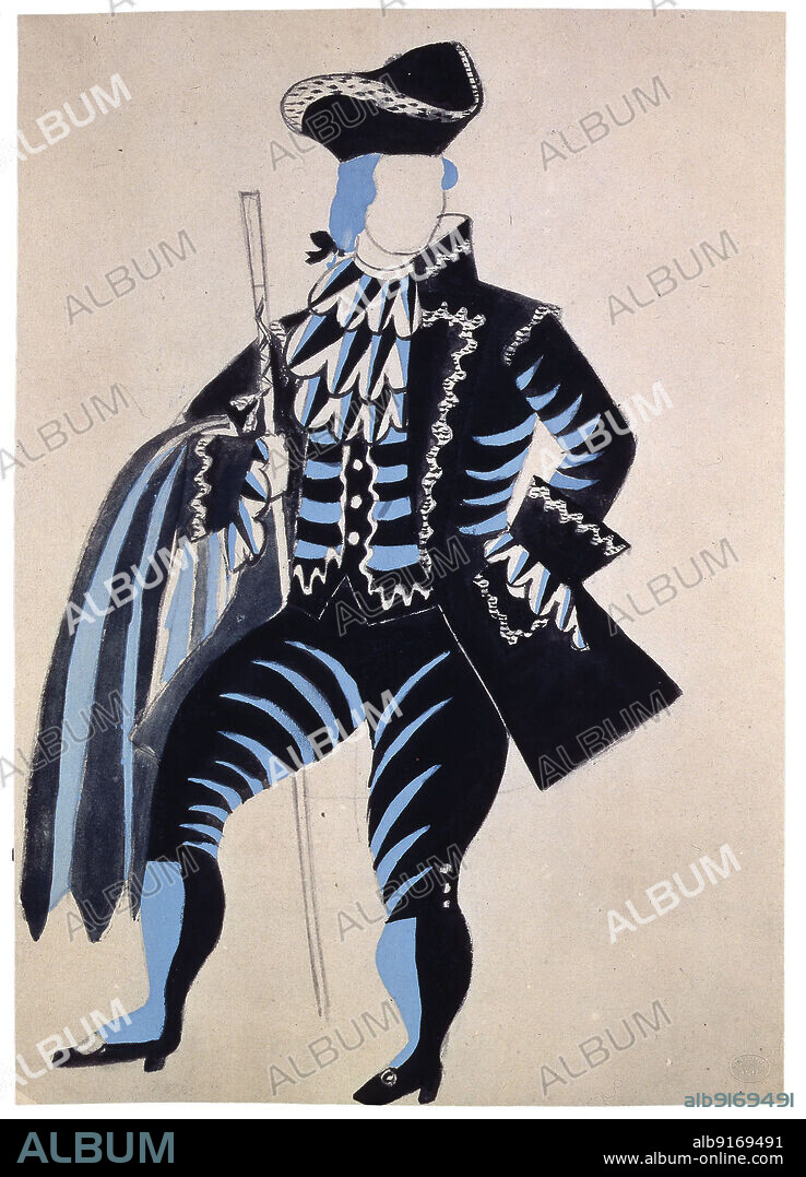 PABLO PICASSO. Costume design for the ballet The Three-Cornered Hat (Le tricorne) by Manuel de Falla.