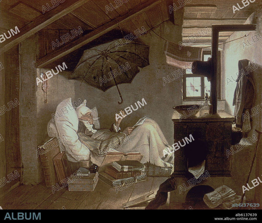 CARL SPITZWEG. EL POETA POBRE - 1839 - O/L - PINTURA ROMANTICISTA.