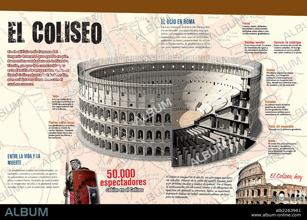 El Coliseo. Infografía sobre el Coliseo romano.