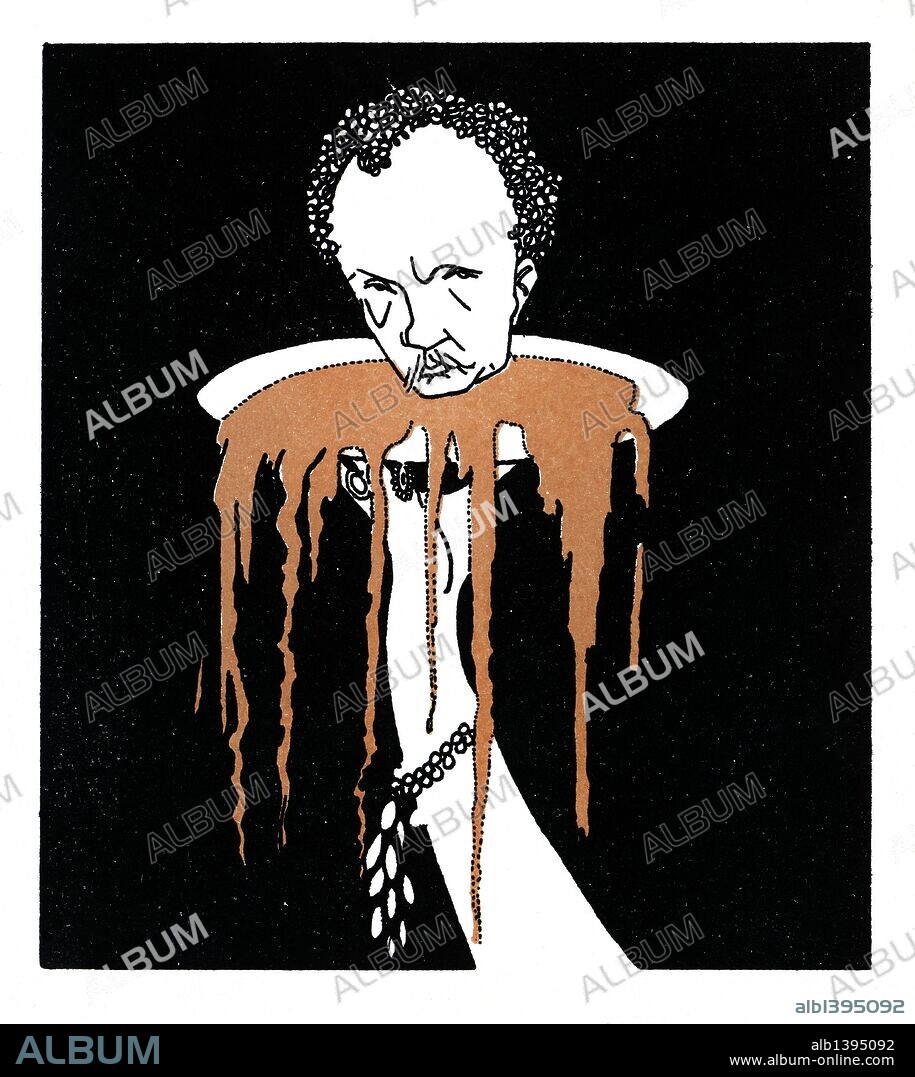 ROMÁN BONET SINTES "BON". Caricatura de Richard Georg Strauss (Múnich, 1864-1949). Compositor alemán. Autor de tres poemas sinfónicos de temática heroica: "Así habló Zarathustra (1896)", "Don Quijote (1897)" y "Una vida de héroe (1898)". Año 1911.