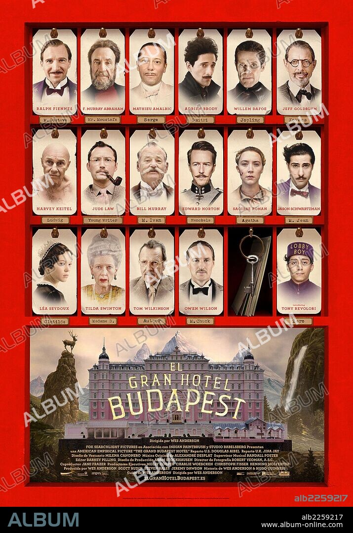 Affiche de THE GRAND BUDAPEST HOTEL, 2014, réalisé par WES ANDERSON. Copyright AMERICAN EMPIRICAL PICTURES/INDIAN PAINTBRUSH/SCOTT RUDIN PR.