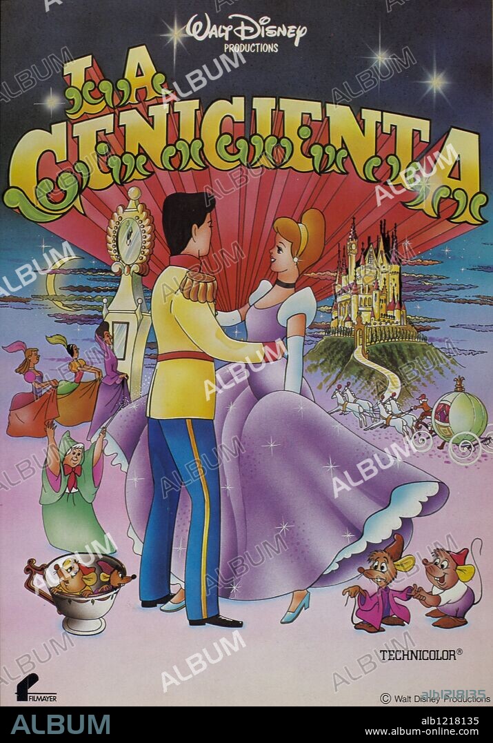 Poster de LA CENICIENTA, 1950 (CINDERELLA), dirigida por CLYDE GERONIMI, HAMILTON LUSKE y WILFRED JACKSON. Copyright WALT DISNEY PRODUCTIONS.
