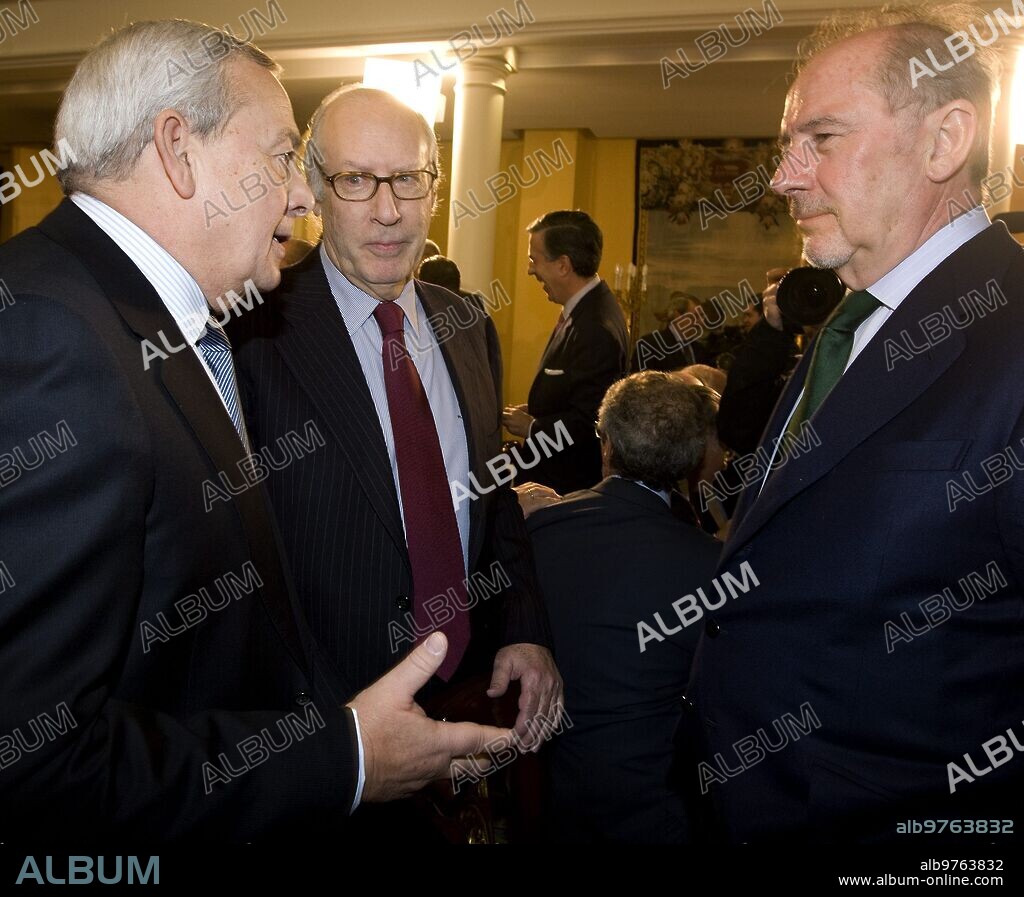 Madrid. 01/11/2011. Miguel Boyer, Carlos Solchaga and Rodrigo Rato in La Moncloa on the occasion of the presentation of the 2010 Economic Balance.