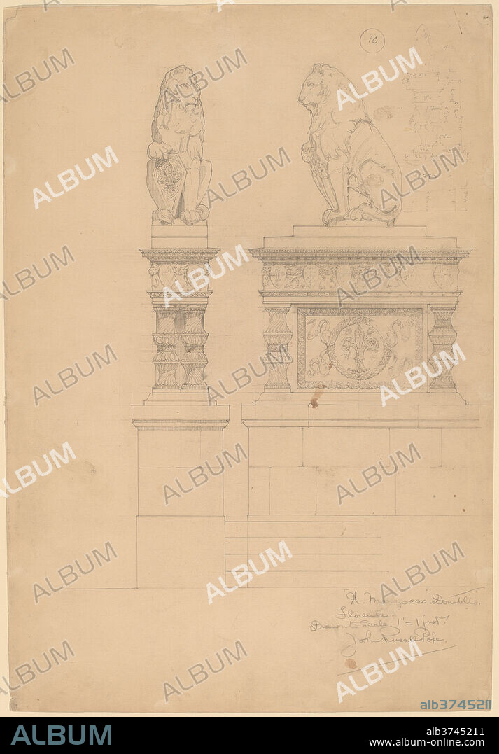 JOHN RUSSELL POPE. Il Marzocco, Donatello. Dated: c. 1896. Dimensions: overall: 48.3 x 33.1 cm (19 x 13 1/16 in.). Medium: graphite.
