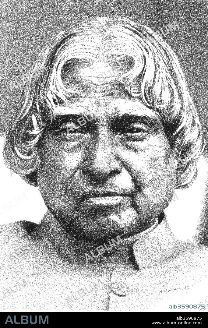 Dr avul pakir jainulabdeen abdul kalam, drawing, india, asia.