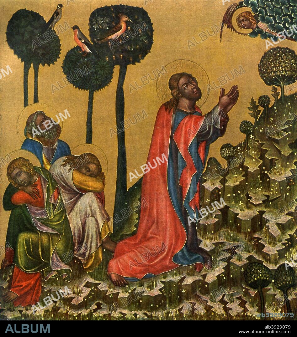 'Jesus in the Olive Grove', c1350 (1955). Tempera on wood. Found in the collection of the National Gallery, Prague. A print from Gothic Painting in Bohemia 1350-1450, by Antonin Matejcek and Jaroslav Pesina, Artia Prague, 1955.