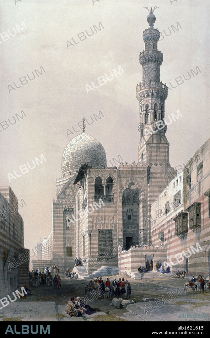 Tombs of Caliphs with citadel in background,  Cairo,  from Egypt and Nubia,  by David Roberts,  1846-49,  (1796-1864),  USA,  Illinois,  Chicago,  Newberry Library.