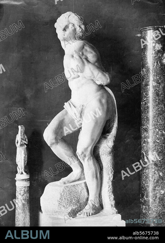 Michelangelo Buonarroti. 1475-1564. Der gefesselte (rebellische) Sklave. Um 1513. Marmor, Höhe 215 cm. Paris, Musée du Louvre.