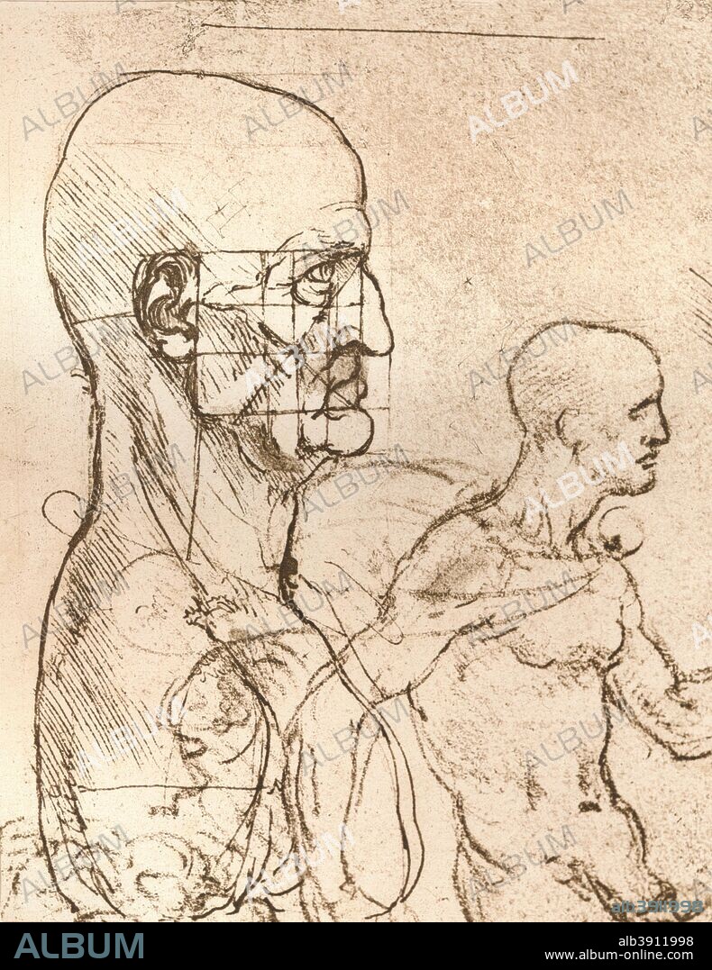 Drawing illustrating the theory of the proportions of the human figure, c1472-c1519 (1883). From The Literary Works of Leonardo Da Vinci, Vol. 1 by Jean Paul Richter, PH. DR. [Sampson Low, Marston, Searle & Rivington, London, 1883].