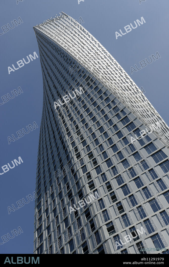 Infinity Tower features 495 apartments in a helical shape that swivels 90 degrees from the base to the top, Marina district, Dubai, United Arab Emirates, Middle East.