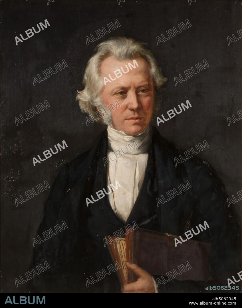The Rev. Hugh Hutton (1795-1871), 1840-1860 Douglas Y Blakiston, The Reverend Hugh Hutton was minister of the Old Meeting House, Birmingham 1822-51. He also appears in Benjamin Robert Haydon's painting 'Meeting of the Birmingham Political Union' (1937P370)., Book, Oil Painting, Collar, Clergy man, Portrait, Male, Religion, Preacher.