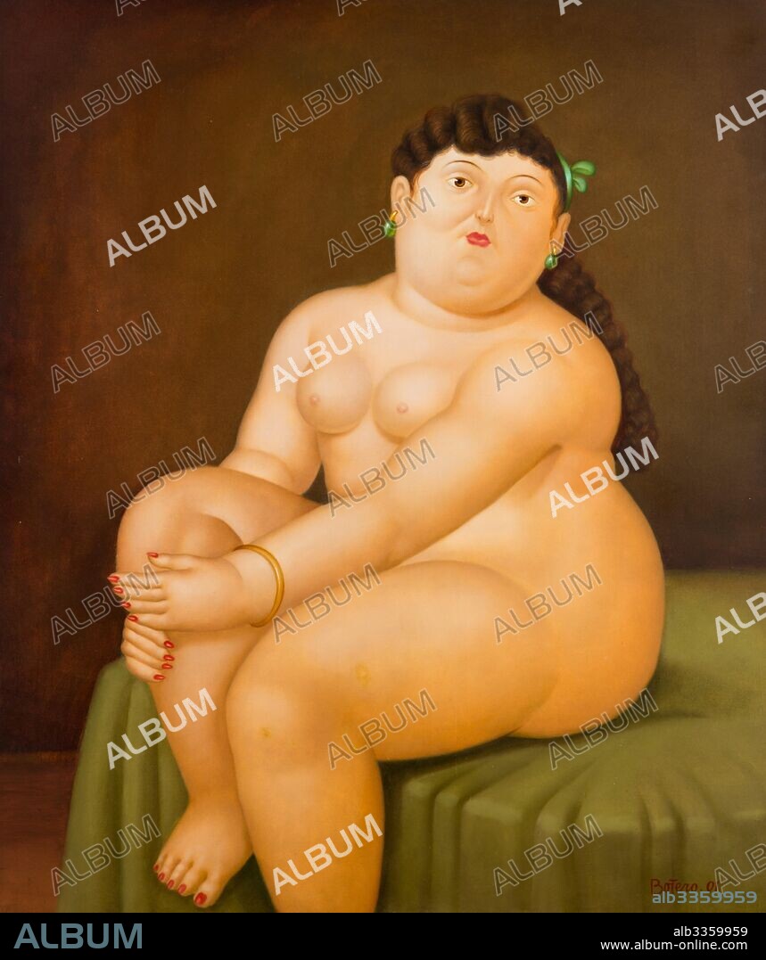 FERNANDO BOTERO. Woman Seated on a Bed.