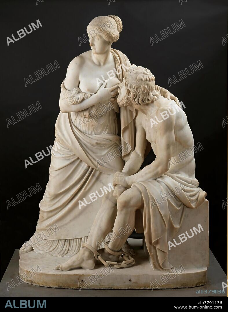 ANTONIO SOLÁ. Antonio Solá / 'Roman Charity'. 1851. Carrara marble.