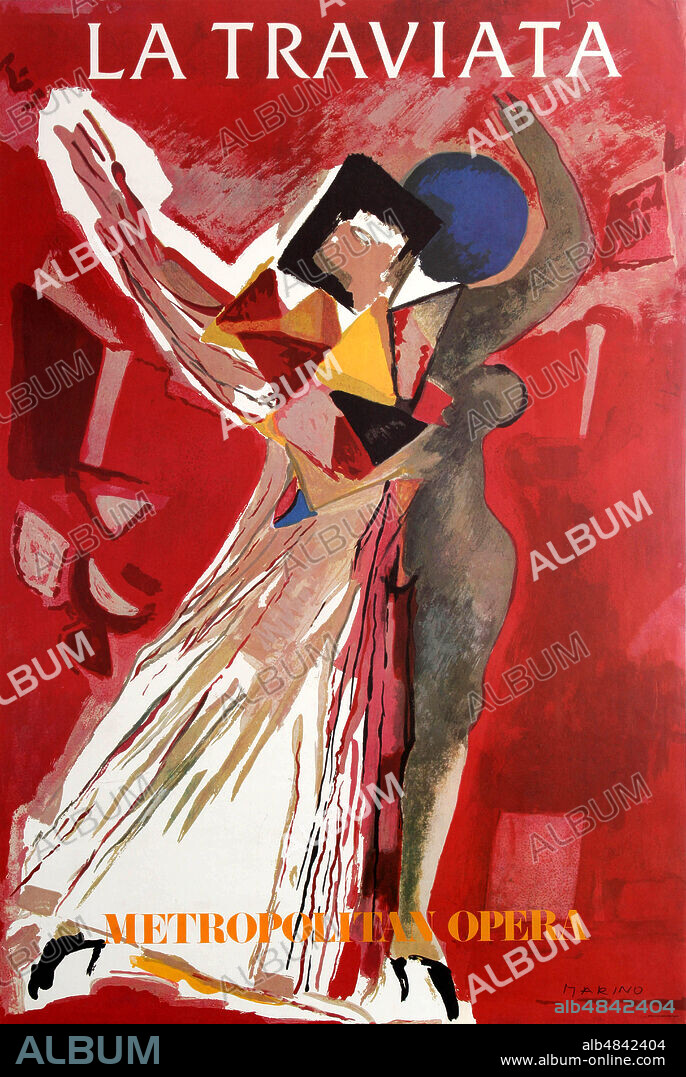 MARINO MARINI. Poster for the opera La Traviata by Giuseppe Verdi at the Metropolitan Opera in New York.