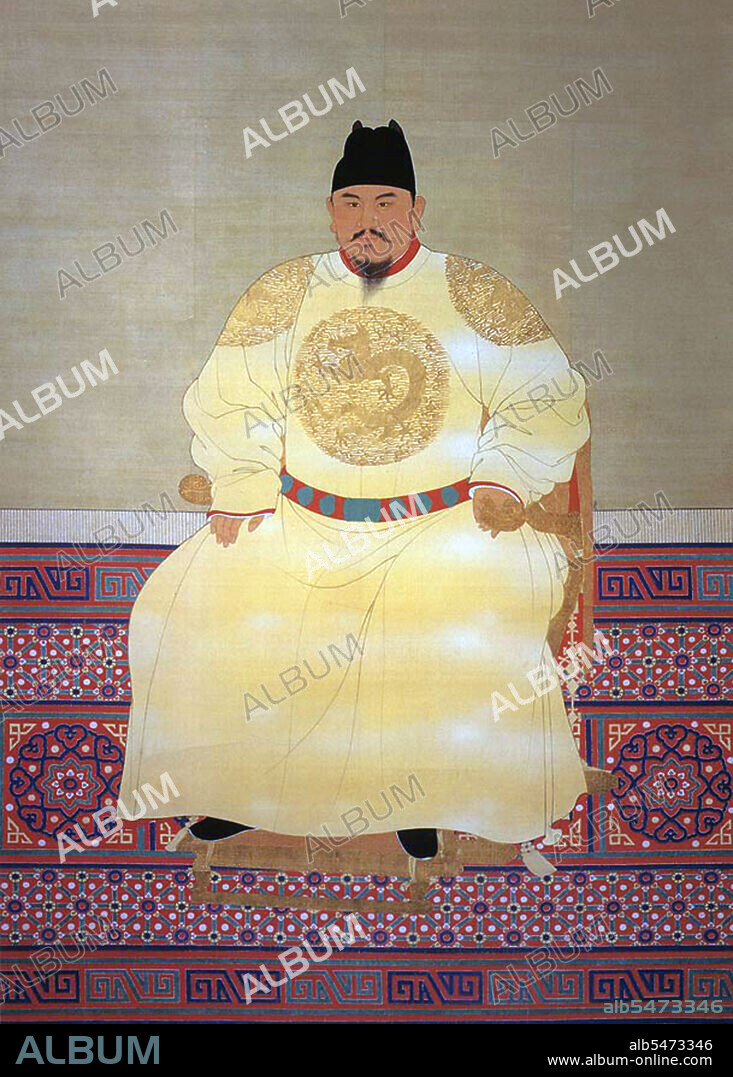 Emperor Hongwu, 1st ruler of the Ming Dynasty (r. 1368-1398). Personal Name: Zhu Yuanzhang, Zhu Yuánzhang. Posthumous Name: Gaodi, Gaodì. Temple Name: Taizu, Tàizu. Reign Name: Ming Hongwu, Ming Hóngwu. The Hongwu Emperor was the founder and first emperor (1368–98) of the Ming Dynasty of China. His era name, Hongwu, means 'vastly martial'. In the middle of the 14th century, with famine, plagues and peasant revolts sweeping across China, Zhu became a leader of an army that conquered China, ending the Yuan Dynasty and forcing the Mongols to retreat to the Mongolian steppes. With his seizure of the Yuan capital (present-day Beijing), he claimed the Mandate of Heaven and established the Ming Dynasty in 1368.