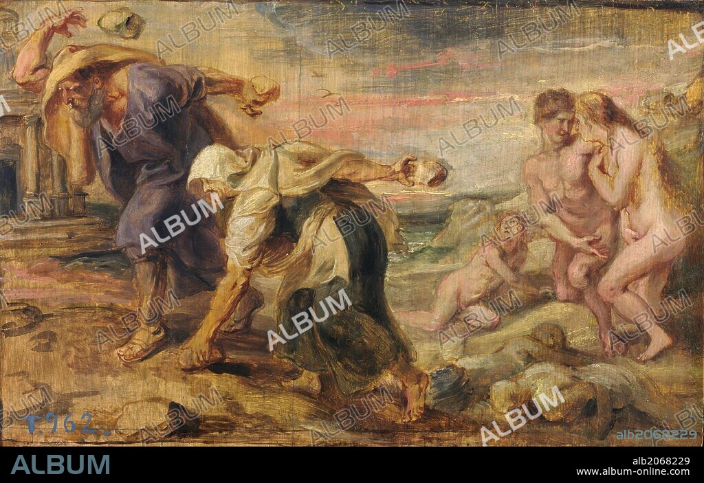 PETER PAUL RUBENS. Pedro Pablo Rubens / 'Deucalion and Pyrrha', 1636-1637, Flemish School, Oil on panel, 26,4 cm x 41,7 cm, P02041.