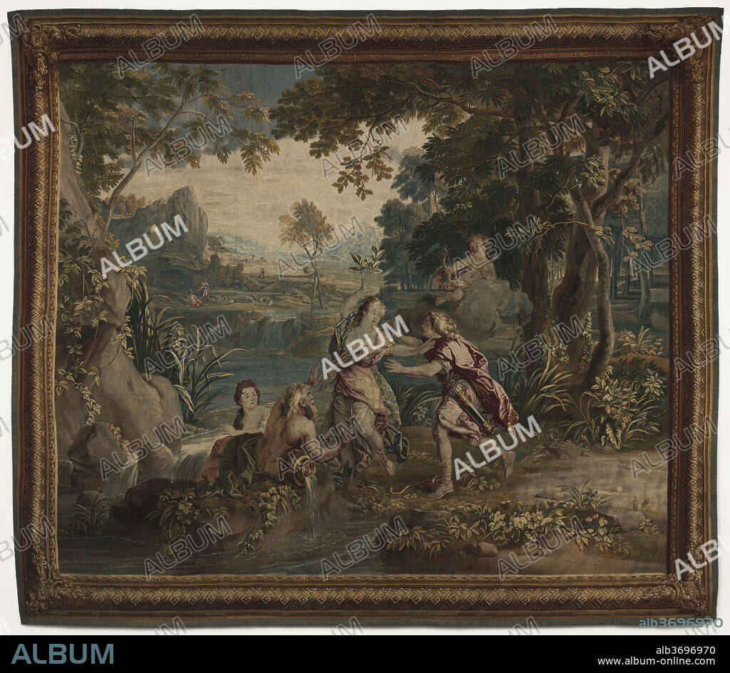 DESIGN BY CHARLES DE LA FOSSE; CARTOON BY ZEGER JACOB VAN HELMONT (FIGURES) AND AUGUSTIN COPPENS (LANDSCAPE); WOVEN IN BRUSSELS IN THE WORKSHOP OF URBANUS LEYNIERS, DANIëL LEYNIERS II, AND HENDRIK REYDAMS II. Apollo and Daphne. Dated: 1713/1721. Medium: tapestry: undyed wool warp, dyed wool and silk weft.