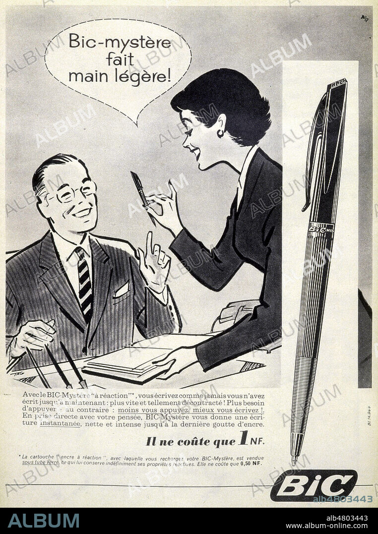 'Bic-mystere fait main legere !'. Publicite pour les stylos BIC, sans date. Credit : Collection KHARBINE-TAPABOR.