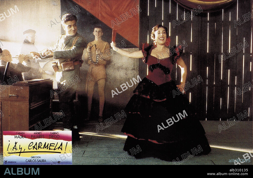 ANDRES PAJARES, CARMEN MAURA y GABINO DIEGO en AY, CARMELA!, 1990, dirigida por CARLOS SAURA. Copyright IBEROAMERICANA FILMS.