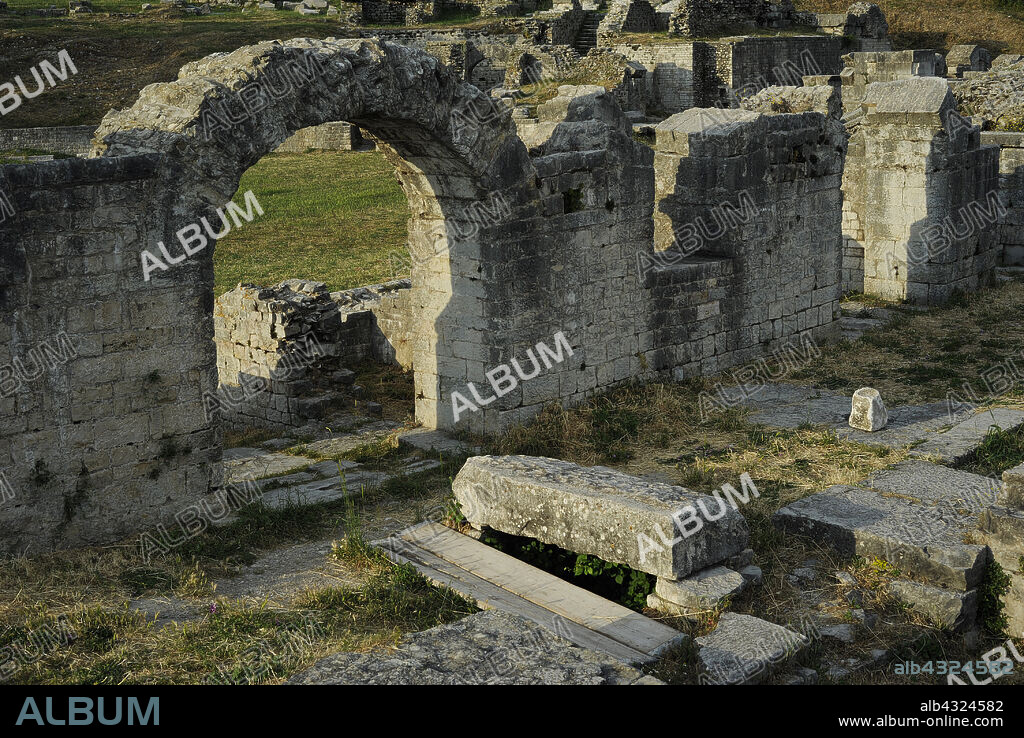 Croatia, Solin. Ancient city of Salona. Colonia Martia Ivlia Valeria. It was the capital of the Roman province of Dalmatia. Ruins of the amphitheater, built in the second half of the 2nd century AD.