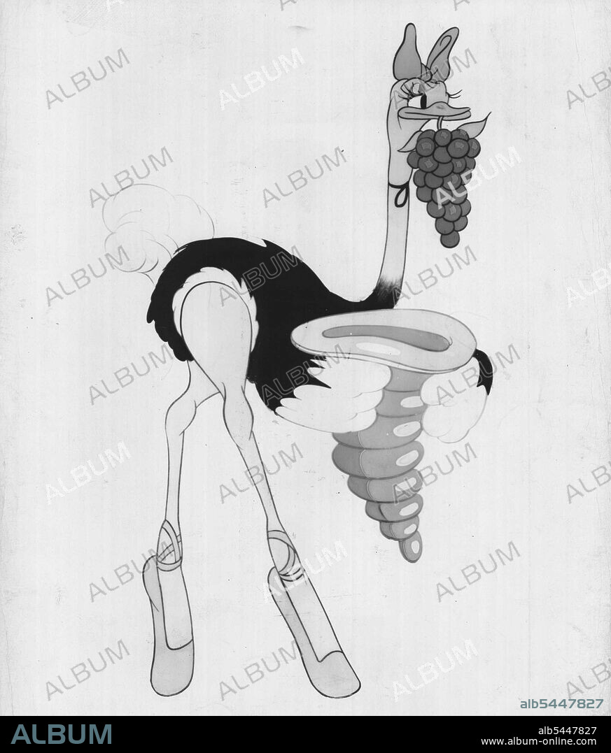 Walt Disney's Full Length Feat Fantasia In Multiplane Technicolor - The Music in "Fantasia" was recorded by RCA and reproduced by equipment especially designed and developed by that company in collaboration with the Walt Disney Studio. This new sound is called Fantasound. The ostrich ballerina who appears in the "Dance of the Hors" sequence in Walt Disney's musical feature, Fantasia. March 8, 1941. (Photo by Guy K. Austin).