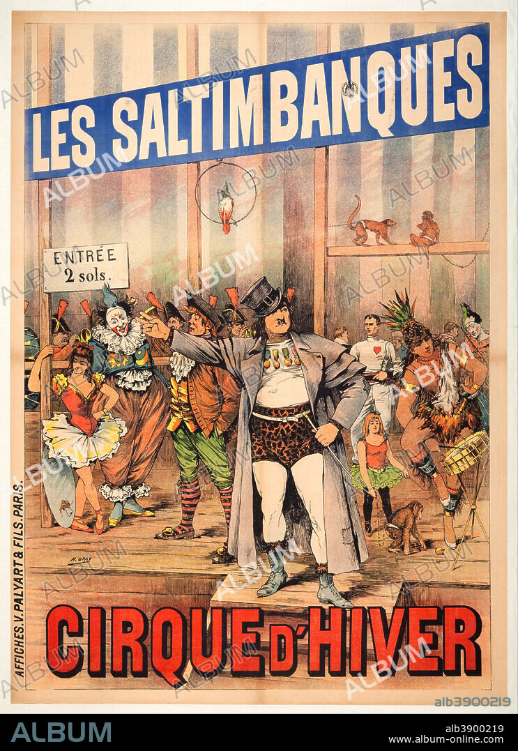 HENRI BOULANGER AKA HENRI GRAY. Les Saltimbanques. Date/Period: 1892. Print. Color lithograph. Height: 1,270 mm (50 in); Width: 915 mm (36.02 in).