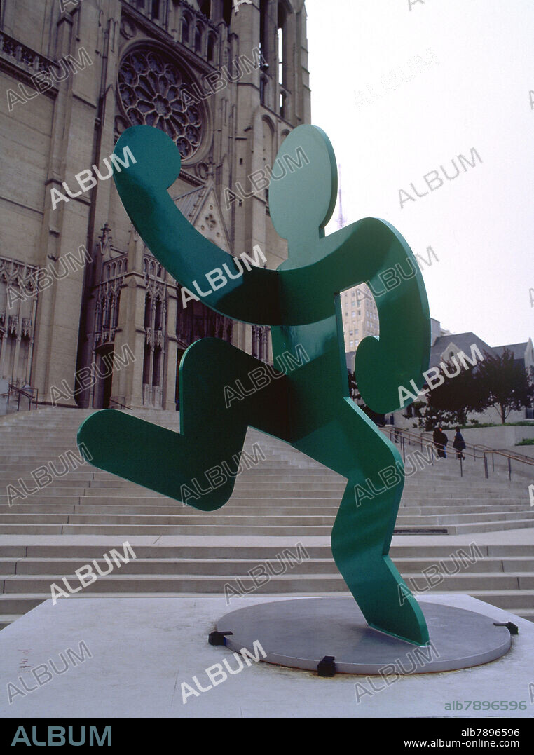 KEITH HARING. ESCULTURA AL AIRE LIBRE FRENTE A LA CATEDRAL GRACE.