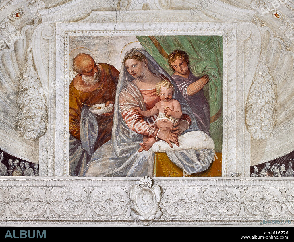 Maser, Villa Barbaro, The Room of the Oil Lamp : "Madonna della Pappa". Frescoes by Paolo Caliari, known as "il Veronese", 1560 - 1561.