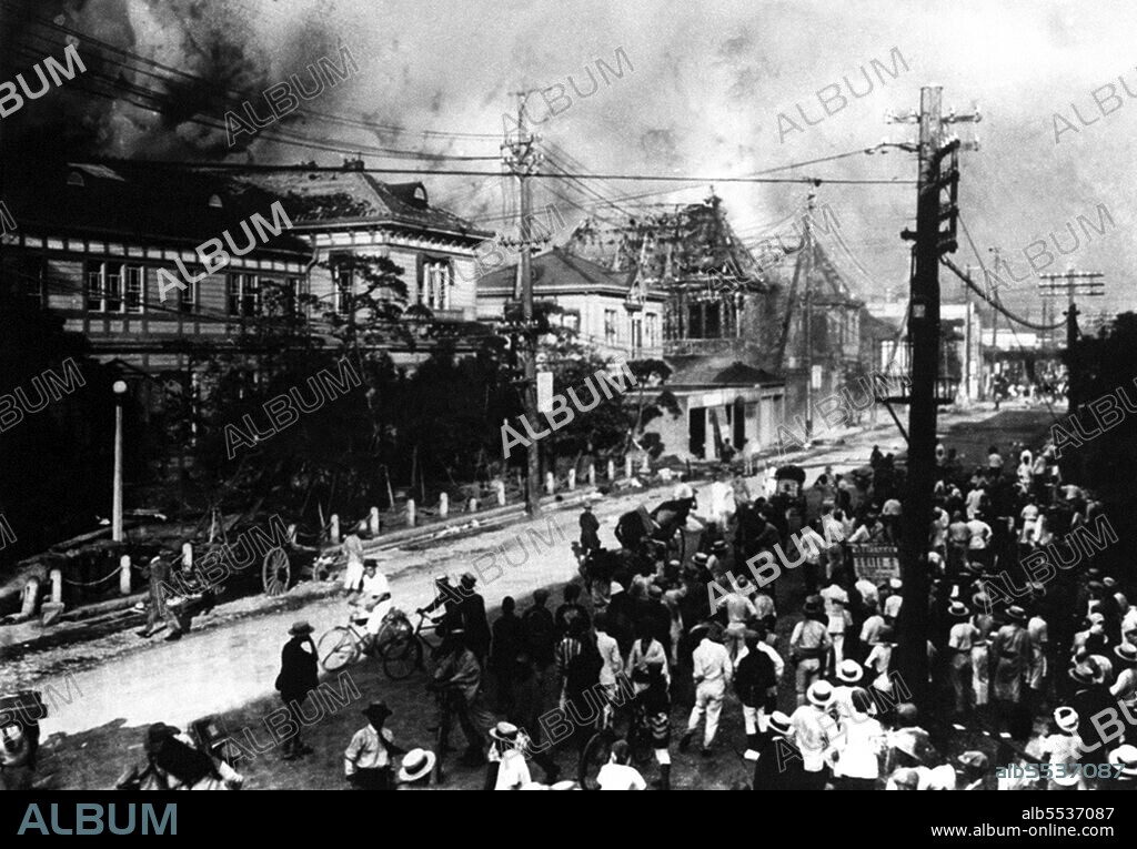 The Great Kanto earthquake (????? Kanto daishinsai) struck the Kanto Plain on the Japanese main island of Honshu at 11:58 in the morning on Saturday, September 1, 1923. Varied accounts indicate the duration of the earthquake was between four and 10 minutes. The 2011 Tohoku earthquake later surpassed that record, at magnitude 9.0. The earthquake had a magnitude of 7.9 on the Moment magnitude scale (Mw), with its focus deep beneath Izu Oshima Island in the Sagami Bay. The cause was a rupture of part of the convergent boundary where the Philippine Sea Plate is subducting beneath the Okhotsk Plate along the line of the Sagami Trough. This earthquake devastated Tokyo, the port city of Yokohama, and the surrounding prefectures of Chiba, Kanagawa, and Shizuoka, and caused widespread damage throughout the Kanto region. The power was so great in Kamakura, over 60 km (37 mi) from the epicenter, it moved the Great Buddha statue, which weighs about 93 short tons (84,000 kg), almost two feet. Estimated casualties totaled about 142,800 deaths, including about 40,000 who went missing and were presumed dead. The damage from this natural disaster was the greatest sustained by prewar Japan. In 1960, the government declared September 1, the anniversary of the quake, as an annual 'Disaster Prevention Day'. According to the Japanese conclusive report, 105,385 deaths were confirmed in the 1923 quake.