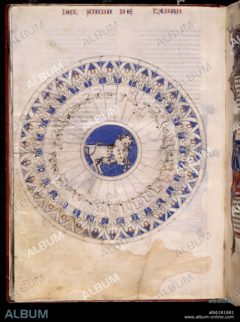 ALFONSO X DE CASTILLA EL SABIO. TAURO - LAPIDARIO DEL DIARIO DE MARIA - 1253 - MANUSCRITO HI 15.