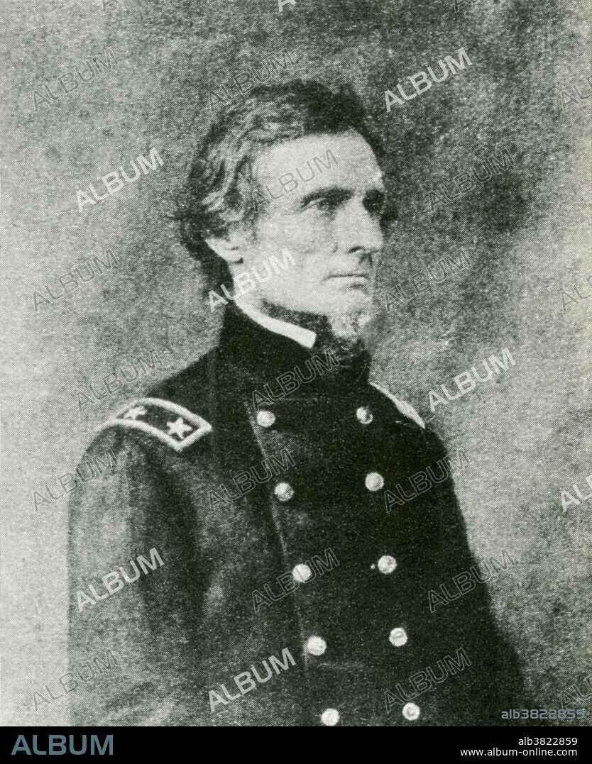Davis in Federal uniform. Jefferson Finis Davis (June 3, 1808 - December 6, 1889) was a statesman and leader of the Confederacy during the American Civil War. He graduated from West Point and fought in the Mexican-American War as a colonel of a volunteer regiment. He was Secretary of War under President Pierce and a senator representing Mississippi. He argued against secession, but agreed that each state was sovereign and had the right to secede from the Union. He was selected as provisional President of the CSA and was elected without opposition to a six-year term. Davis took charge of the Confederate war plans but was unable to find a strategy to stop the larger, powerful and better organized Union. His diplomatic efforts failed to gain recognition from any foreign country, and paid little attention to the collapsing Confederate economy, printing more and more paper money to cover the war's expenses. In 1865, Davis was captured, imprisoned, placed in irons and indicted for treason. After two years of imprisonment, he was released on bail posted by prominent citizens of both Northern and Southern states. He died in 1889, at age 81, in the presence of friends and and holding the hand of his beloved, Varina.