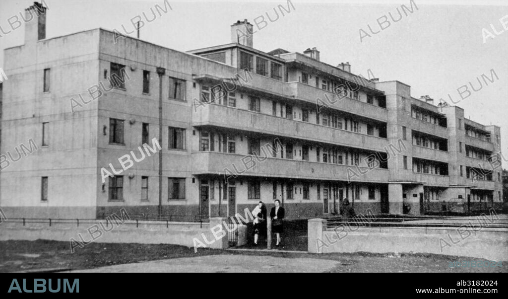 Photograph of Keeling House in Bethnal Green, a 16-story block of flats located on Claredale Street. Designed by Denys Lasdun (1914-2001) an eminent architect. Dated 20th Century.