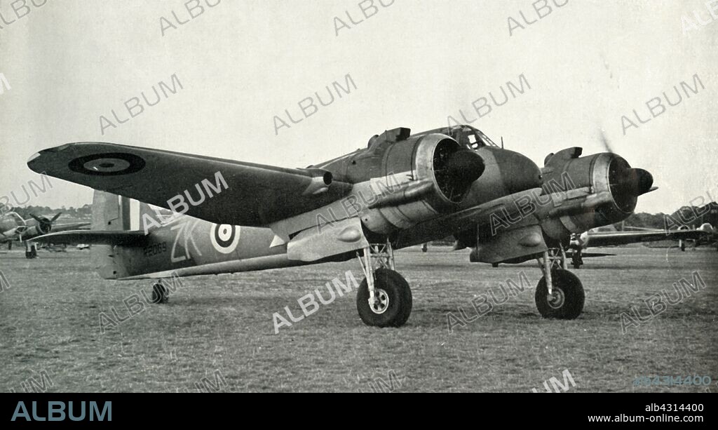'The Bristol Beaufighter', 1941. Bristol Type 156 Beaufighter (the Beau), British aircraft developed during the Second World War by the Bristol Aeroplane Company. From "The Royal Air Force in Pictures", 2nd edition, by World War I flying ace Major Oliver Stewart. [Country Life Ltd, London, 1941].