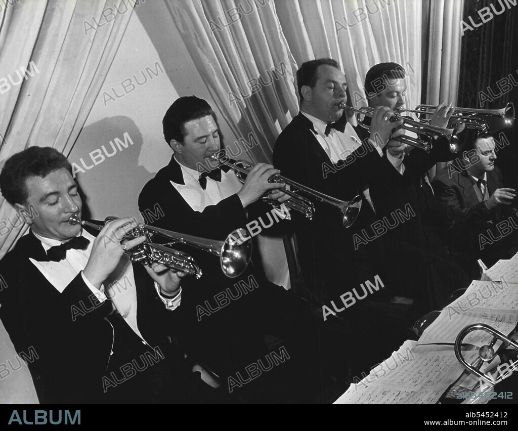 Ted Heath and His Music Trumpet Section. March 03, 1955. (Photo by Michael Boys, Entertainment Enterprises Pty. Ltd.).