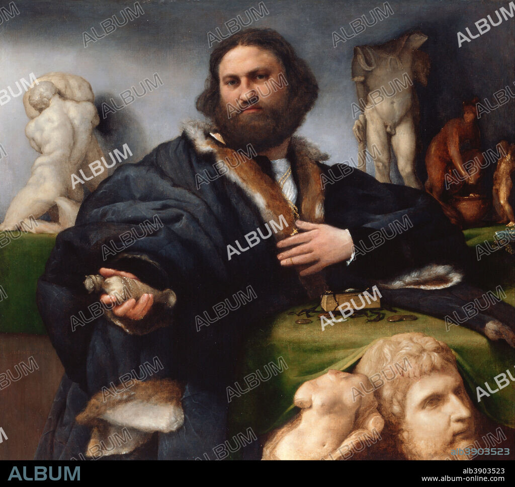 LORENZO LOTTO. Andrea Odoni (1488-1545). Date/Period: 1527. Painting. Oil on canvas. Height: 104.3 cm (41 in); Width: 116.8 cm (45.9 in).