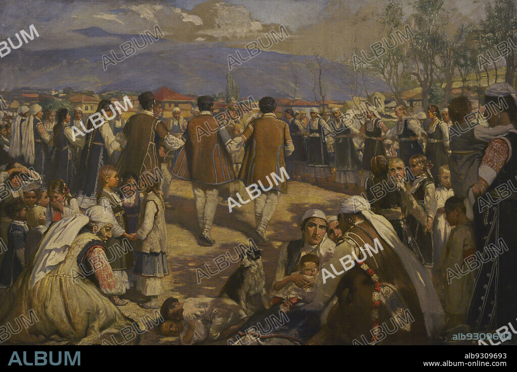 Ivan Mrkvicka (1856-1938). Czech painter. Round Dance (Shopsko horo), 1892. Participation of the Art Section of the Plovdiv Exposition, 1892. National Art Gallery. Sofia. Bulgaria.