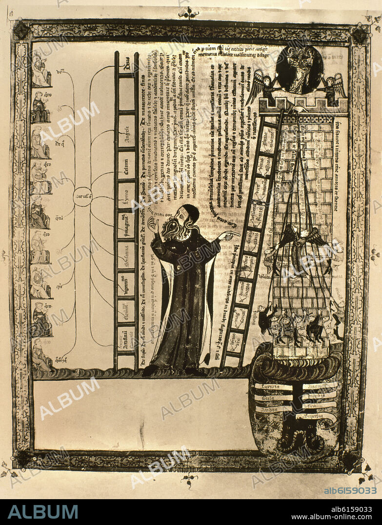 LLULL RAMON O LULIO RAIMUNDO (1232-1316). ALEGORIA DE LA DOCTRINA LULIANA - MANUSCRITO DEL BREVICULUM - SIGLO XV.