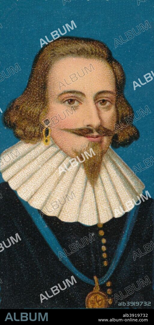 Robert Carr, 1st Earl of Somerset (c1587-1645), British politician and favourite of King James I of England. After a painting by John Hoskins  (circa 1590-1665), c1625. From 'Chairman & Vice-Chair Miniatures' cigarette cards, first series, produced by R. J. Lea, Ltd., Manchester, 1912.