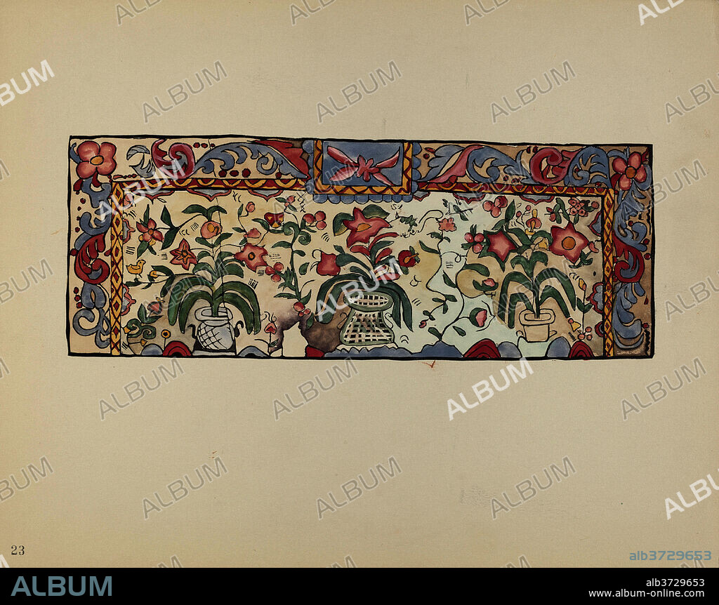 AMERICAN 20TH CENTURY. Plate 23: Painting on Buckskin: From Portfolio "Spanish Colonial Designs of New Mexico". Dated: 1935/1942. Dimensions: overall: 28 x 35.6 cm (11 x 14 in.). Medium: screenprint on paper.
