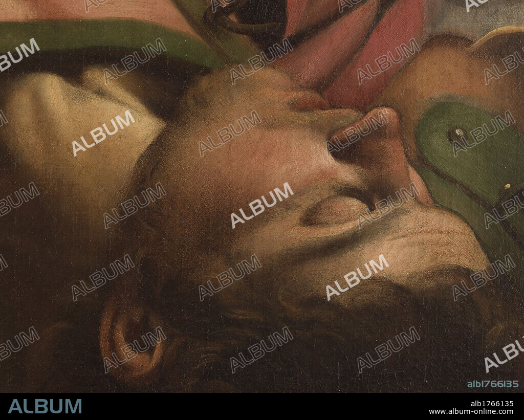 Conversion of St Paul, by Michelangelo Merisi known as Caravaggio, 1600-1601 about, 17th Century, oil on canvas, cm 230 x 175. Italy, Lazio, Rome, Santa Maria del Popolo Church, Cerasi Chapel. Detail. Face Saint St Paul light man.