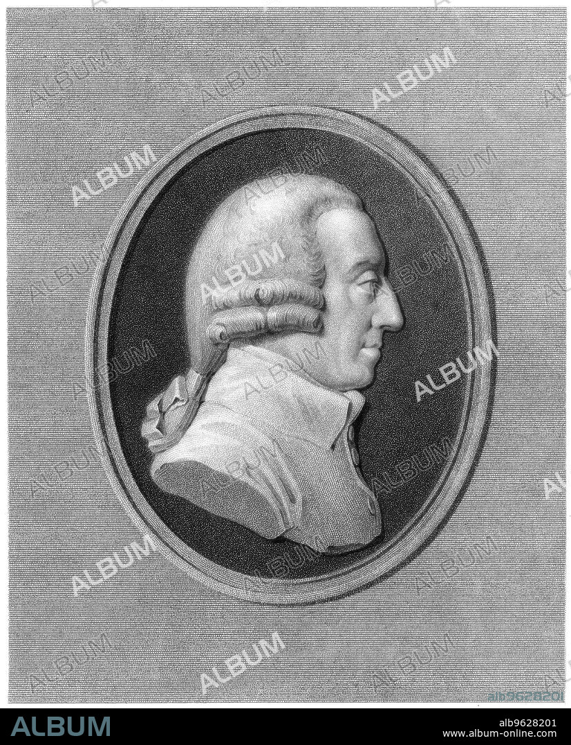 Adam Smith, 18th century Scottish philosopher and economist. Smith (1723-1790) was the author of the highly influential Inquiry into the Nature and Causes of the Wealth of Nations, published in 1776. Engraving after a Tassie medallion.