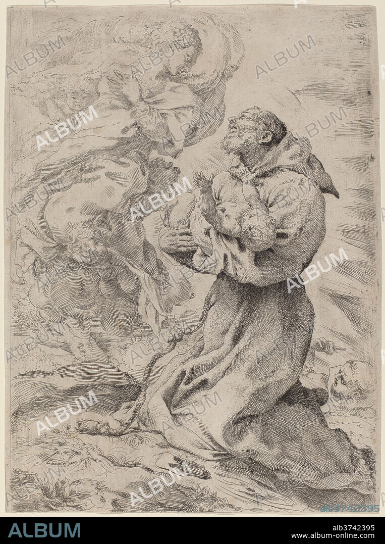 PIETRO FACCINI. Saint Francis with the Christ Child. Dated: 1562-1602. Medium: etching.