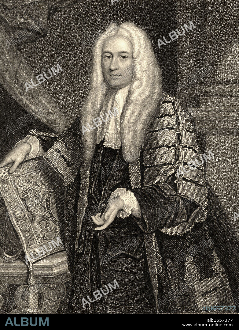 Philip Yorke,1st.Earl of Hardwicke, Viscount Royston, aka Baron Hardwicke of Hardwicke, 1690-1764.19th century print engraved by W.T.Fry from a painting by Ramsay.