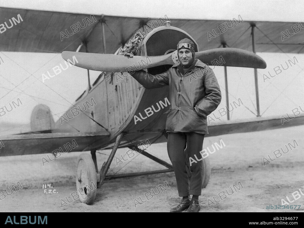 Aviator at the Curtiss Aviation School with Curtiss Jenny aircraft - 1916.