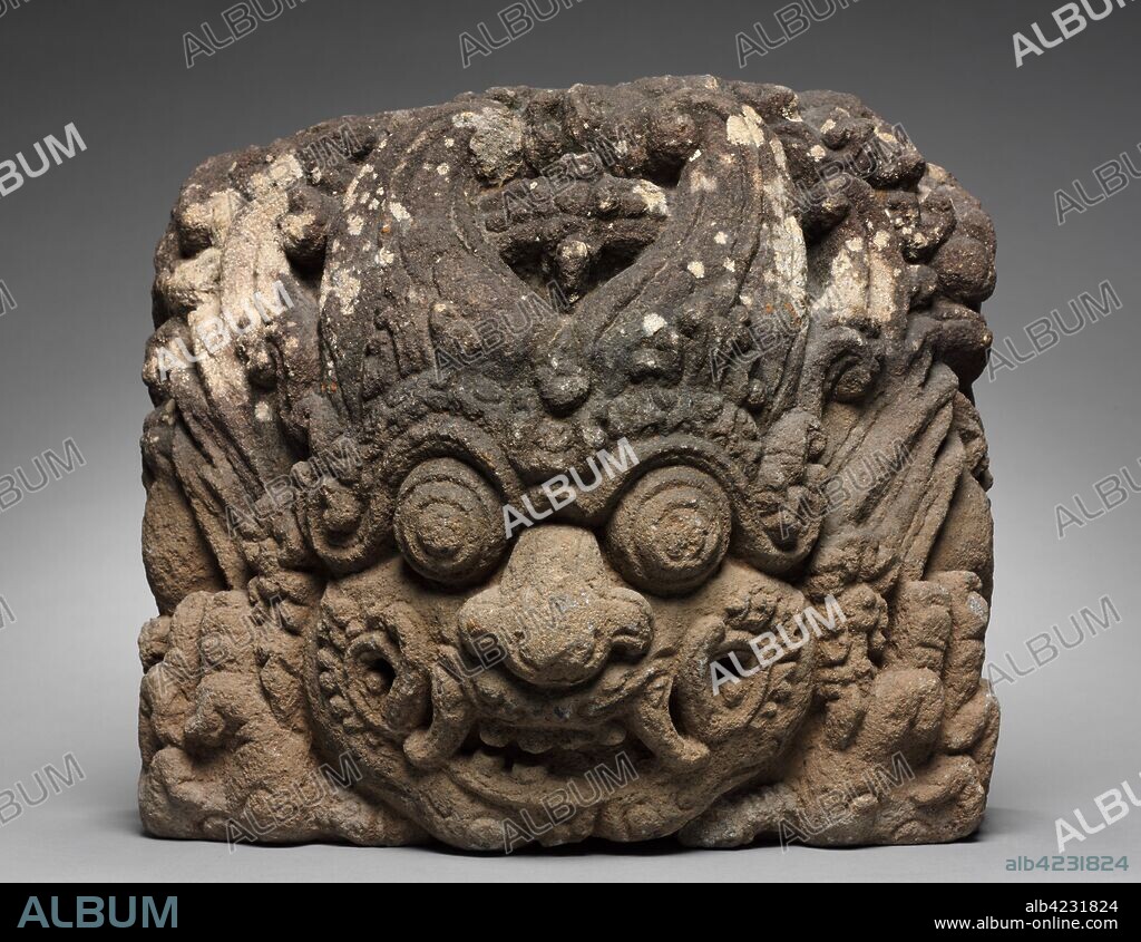 Bracket with Kala Mask, 1100s-1300s. Eastern Java, c. 12th-14th Century. Volcanic stone; overall: 40 x 45.5 x 31 cm (15 3/4 x 17 15/16 x 12 3/16 in.).