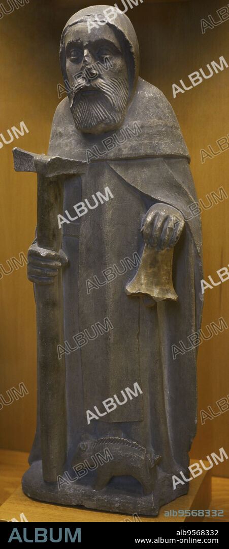 San Antonio. Estatua en piedra con restos de policromía. Fechada en el siglo XV. Procedencia desconocida. Museo Arqueológico do Carmo. Lisboa. Portugal.