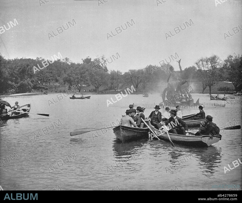 'Lake in Wade Park, Cleveland, Ohio', c1897. The site's early owner, Jeptha Wade, began to develop it into a park in 1872 From "A Tour Through the New World America", by Prof. Geo. R. Cromwell. [C. N. Greig & Co., London, c1897].