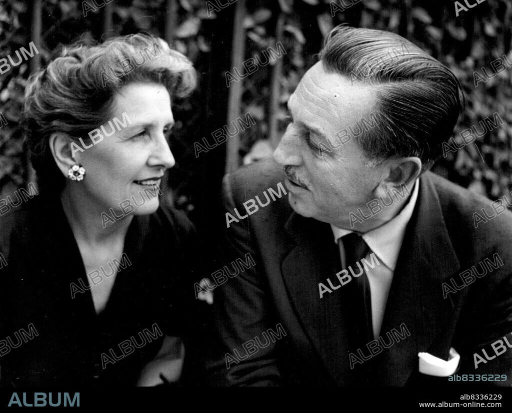 Mr. And Mrs Walt Disney - Before their marriage, in 1925, she was Lillian Marie Bounds, of Idaho and acted as Mr. Disney's secretary. The Disneys have two daughters. February 1, 1954. (Photo by Tom Blau, Camera Press).